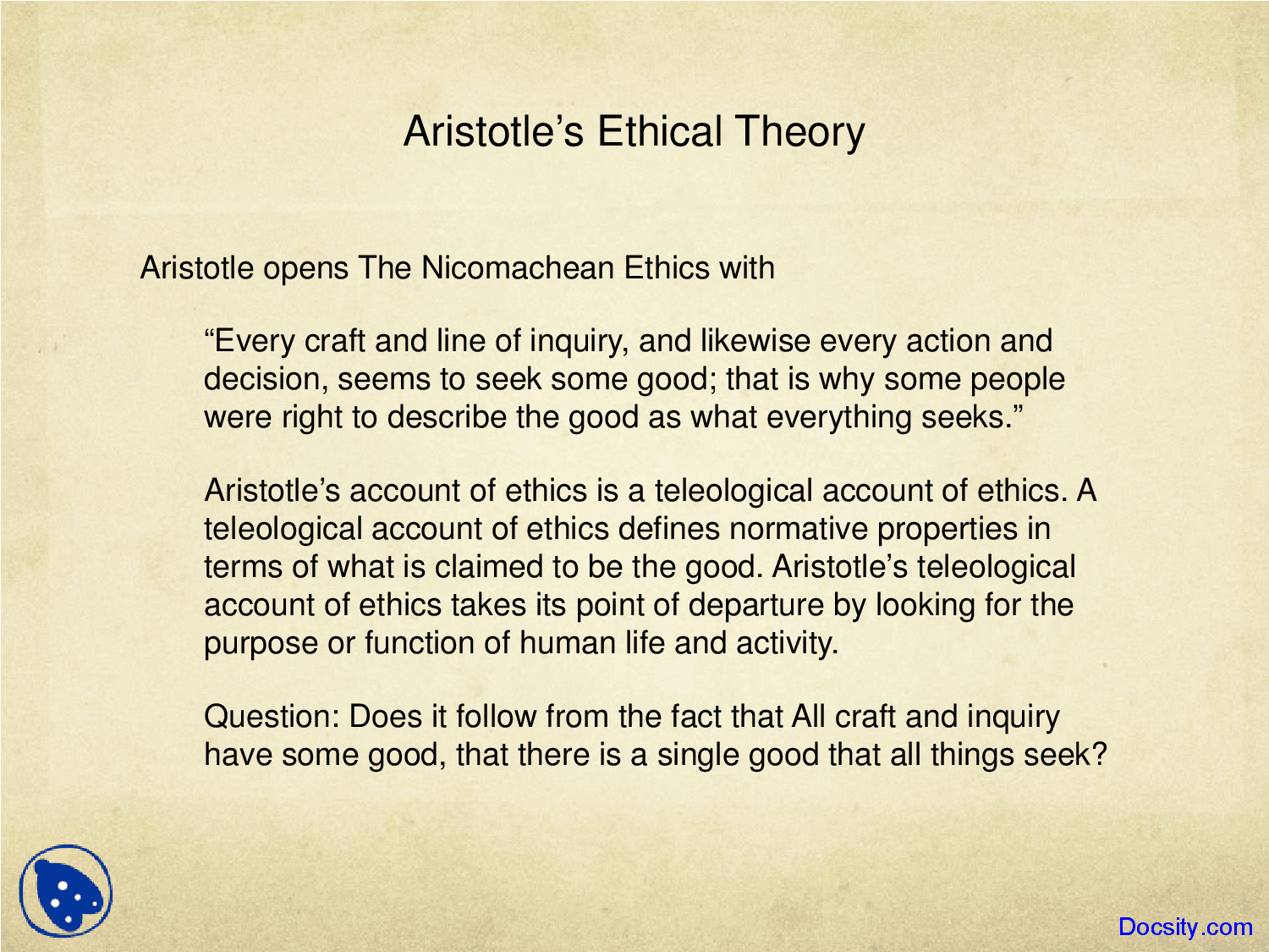 Aristotle s ethical theory summary